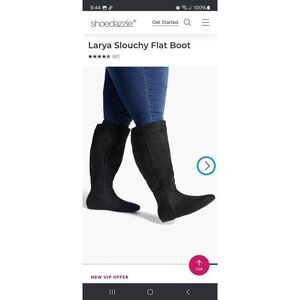 New Size 9E Wide Shoe Dazzle Black Larya Flat Slouch Faux Suede Tall Long Boots